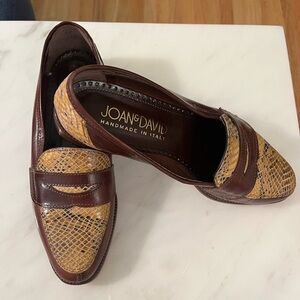 Joan & David Italian Women’s Brown and Tan Slip-On Loafers